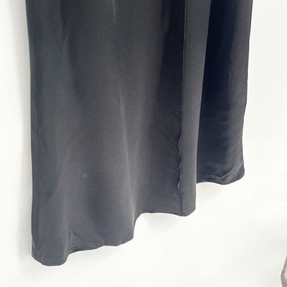 ZARA Drawstring Satin Flowy Wide Leg Palazzo Pants Black Women's XS NEW - Picture 4 of 8